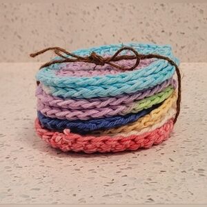 Set Of 8 Crocheted Face Scrubbies, Multi-color, 100% Cotton